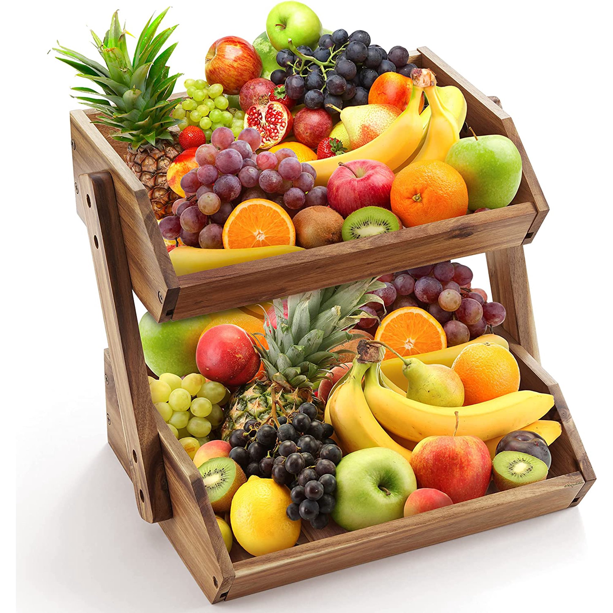 CACAGOO Fruit Basket, Fruit Bowl, 2 Tier Fruit Basket for Kitchen, Fruit Stand Storage Holder, Durable/Multifunctional/Large Capacity for Fruit, Vegetables, Snack and Home Kitchen Countertop Organizer
