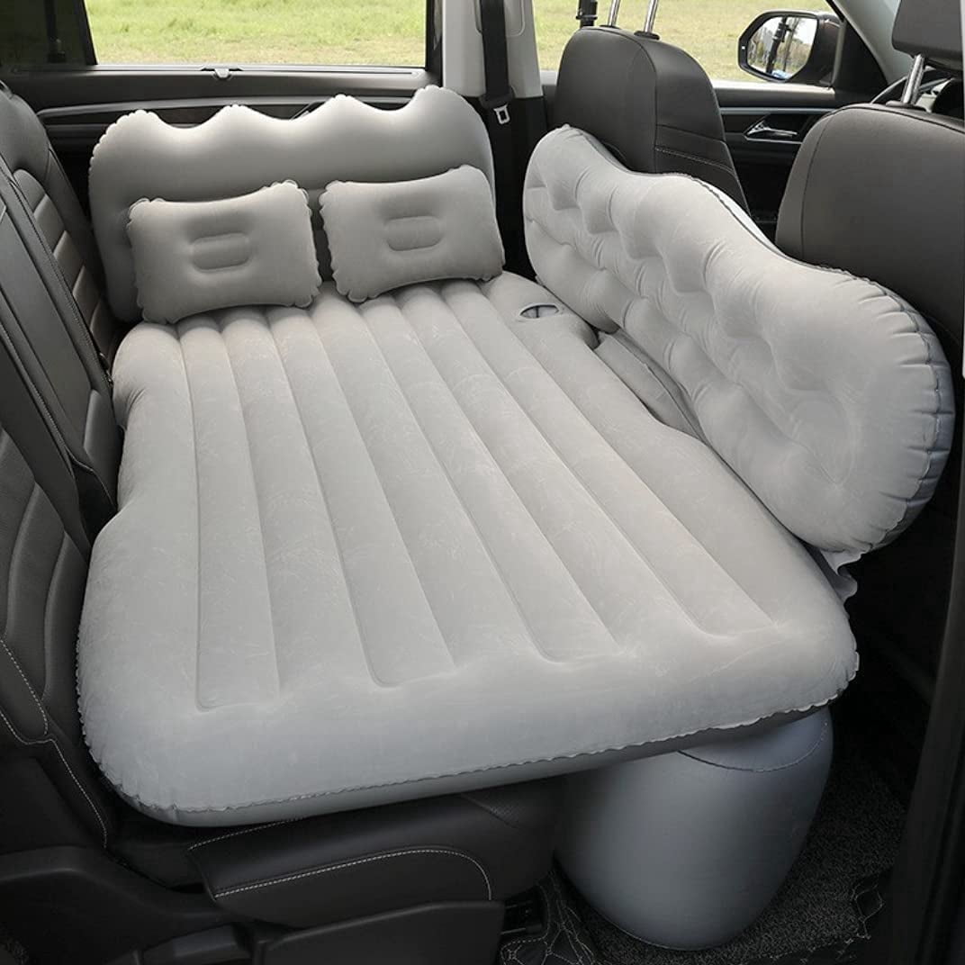Cabecade Mattress Car Inflatable Travel Bed Home Outdoor Camping Mat Rear Flocking Plus Air Mattress for SUV, Gray