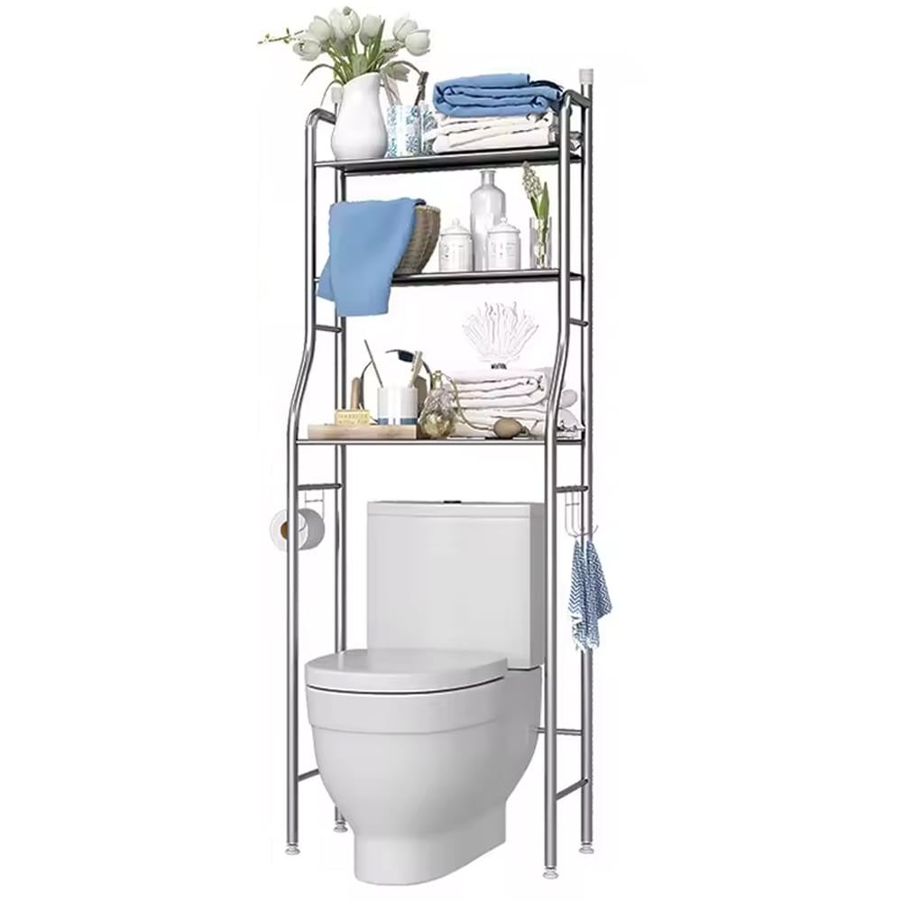 CACAGOO Over the Toilet Storage 3-Tier Over Toilet Bathroom Organizer Over Washing Machine Rack Shelf, Stainless Steel