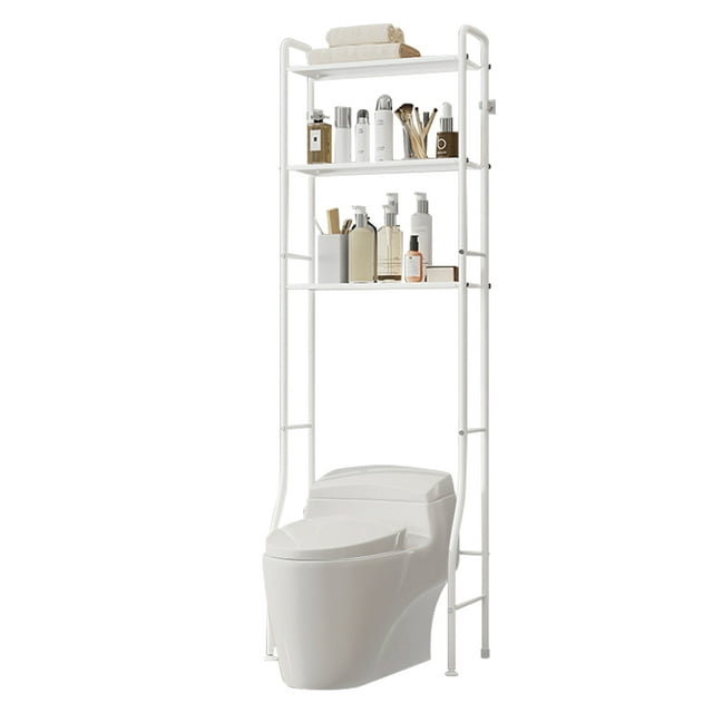 CACAGOO Over the Toilet Storage 3-Tier Over Toilet Bathroom Organizer Over Washing Machine Rack Shelf White