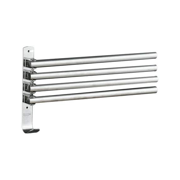 CACAGOO Towel Rack, Stainless Steel 3-Arm Towel Bar, Space Saving Wall Mounted Towel Holder with Hook, Rustproof Swing Out Towel Hanger for Bathroom