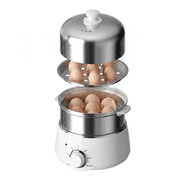 KEINVE Electric Egg Cooker and Steamer, 14 Capacity Double-Layer Stainless Steel Egg Maker with 30-Min Timer, 350W Rapid Hard Boiled Egg
