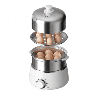 KEINVE Electric Egg Cooker and Steamer, 14 Capacity Double-Layer Stainless Steel Egg Maker with 30-Min Timer, 350W Rapid Hard Boiled Egg