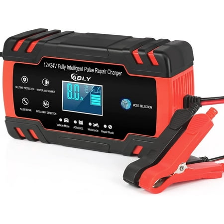 CACHOR Car Battery Charger 8-Amp, 24V and 12V Battery Charger Automotive, Trickle Charger for Car Battery - Smart Fully Battery Maintainer with Temperature Compensation and LCD Display