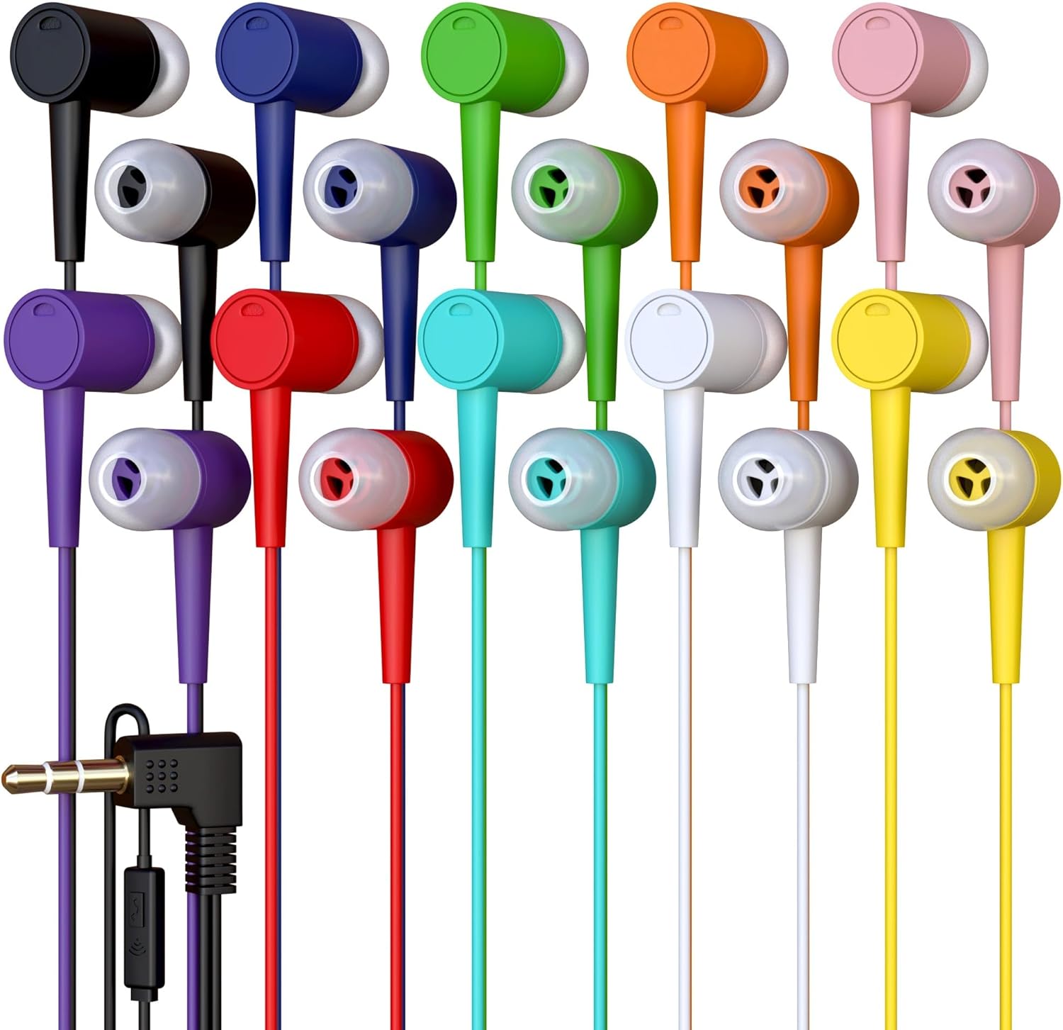 CACOCO20 Pack Bulk Headphones, Wired Earbuds For Kids, Teens, Adults