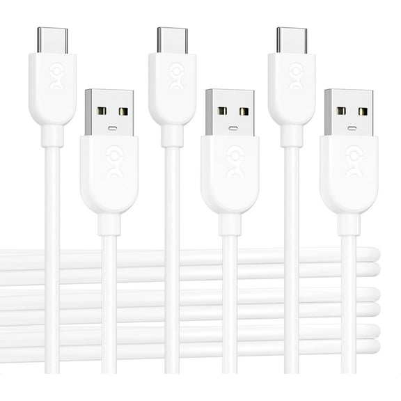CACOCO-3-Pack Extreme Flexible Long Usb A To Usb C Cable 10Ft In White, Support Apple Carplay, Android Auto, Usb To Usb C Charging Cable For Iphone 16/15 Pro Max Plus, Galaxy S23