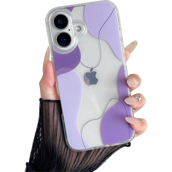 CACOCO-Compatible With Iphone 16 Case, Soft Shaped Art Design With Built-In Bumper Protective Phone Case, Cute Slim Tpu Cover Designed For Iphone 16 Case, Purple