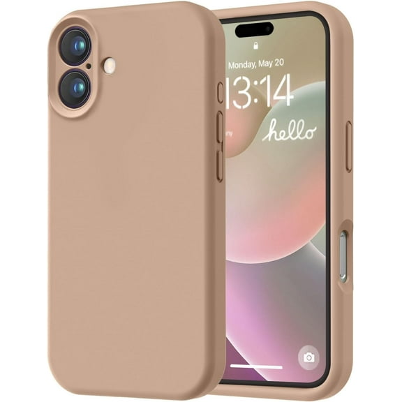 CACOCO-Designed For Iphone 16 Case, Premium Silicone With [Soft Anti-Scratch Microfiber Lining] Shockproof Protective Phone Case For Men Women Girls 6.1", Light Brown