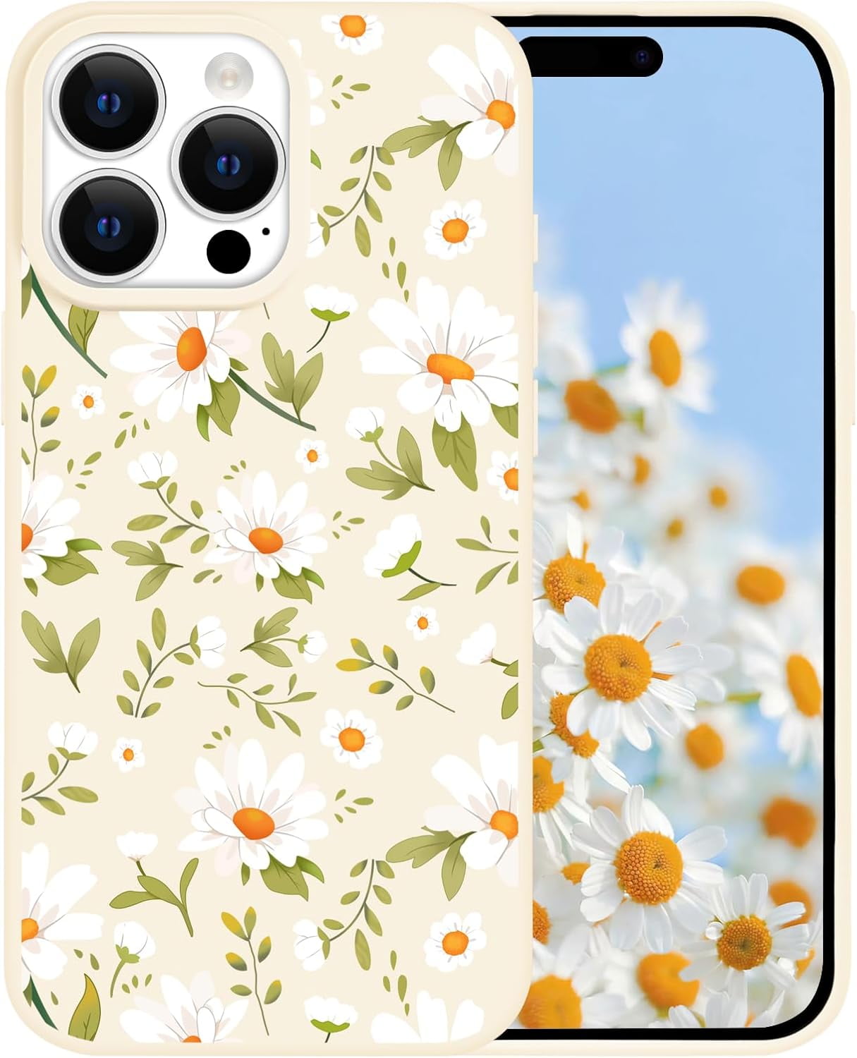 J.west Compatible With IPhone 16 Pro Case 6.3",Flower Design Cute Soft Slim Clear Silicone Cover Elegant Floral Print Durable Protective Phone Case
