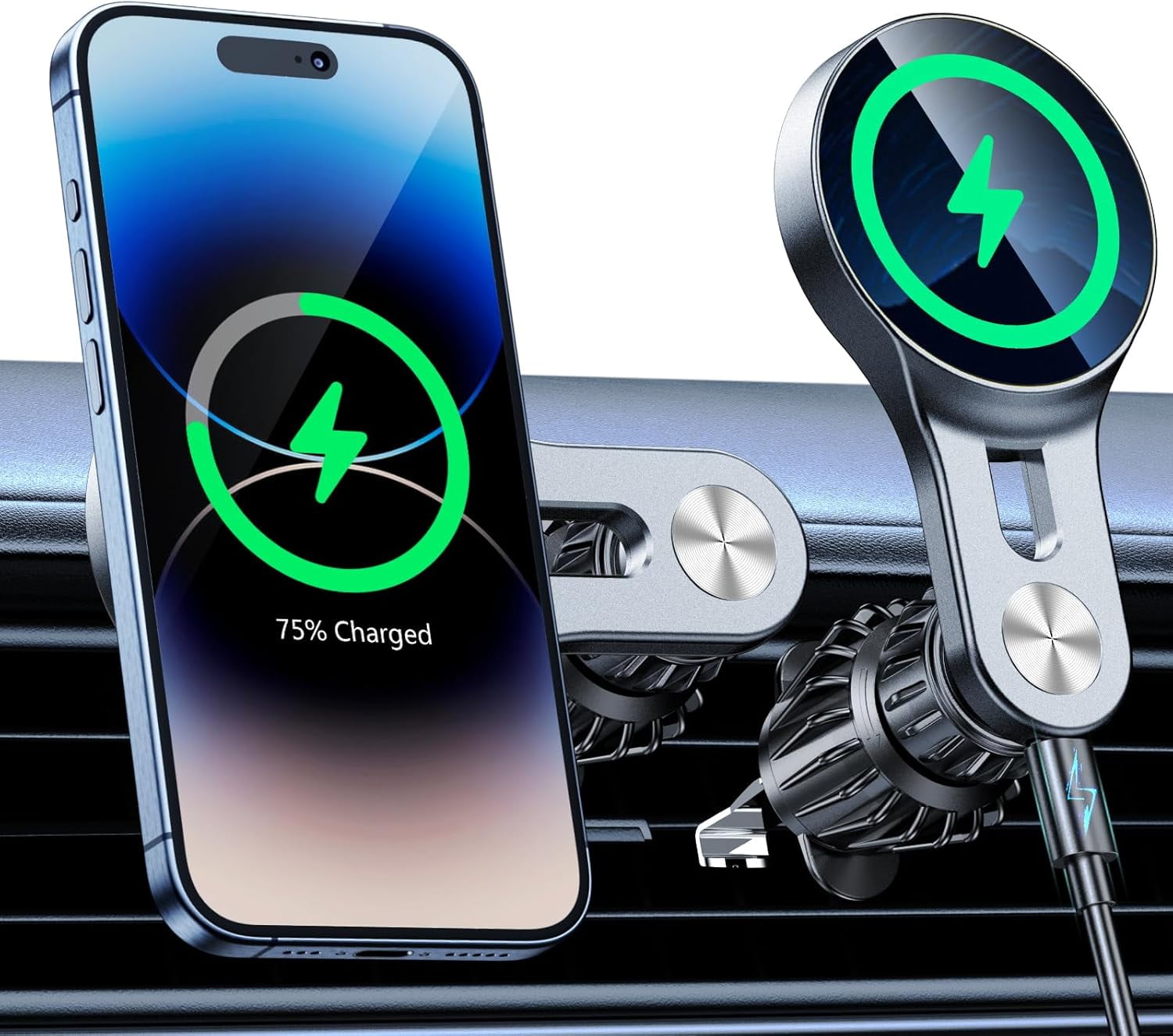 SOVOTIKO MagSafe Car Mount Charger, 15W Fast Charging For IPhone 15/14/13/12 Series - View #8