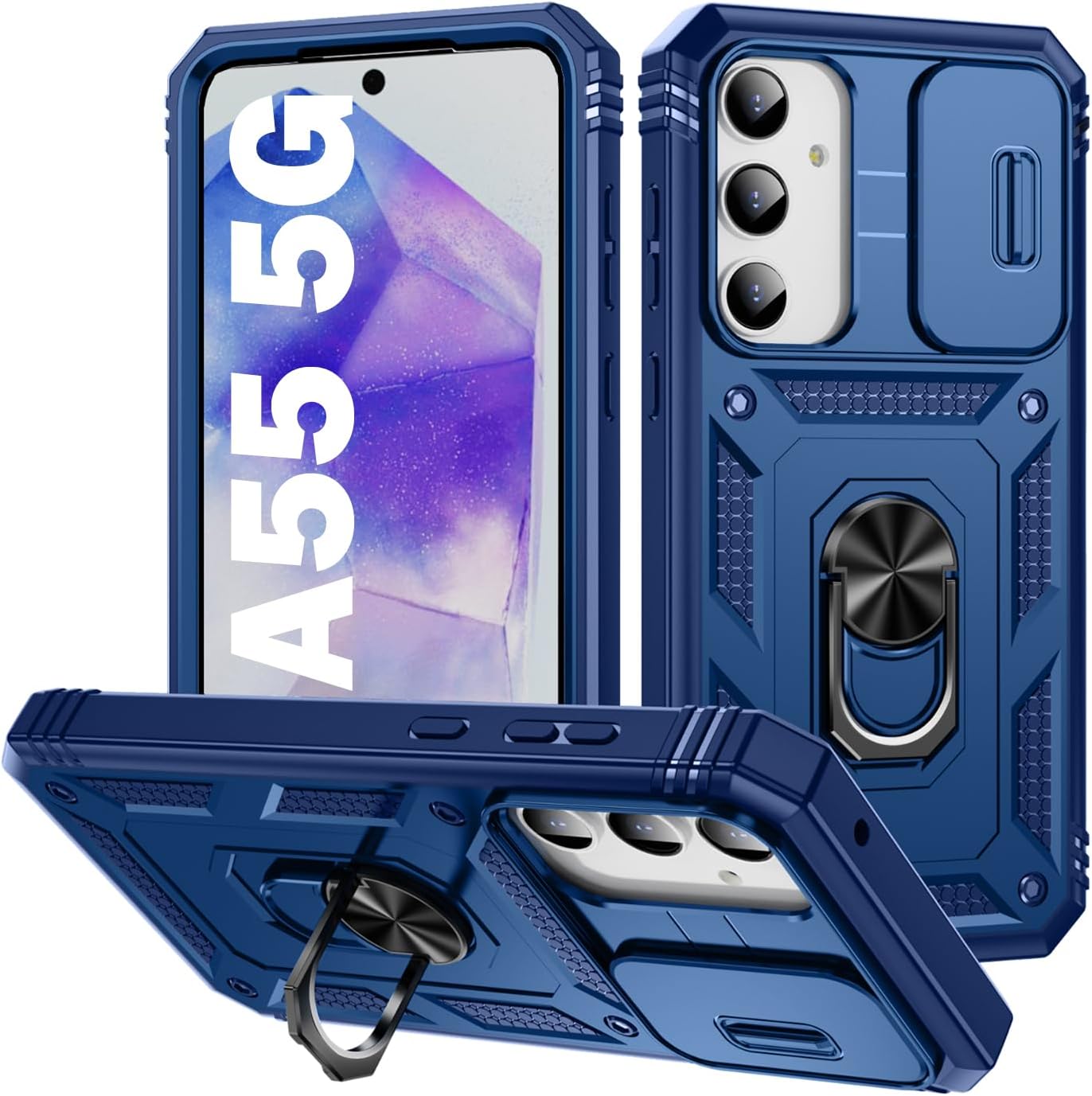 CACOCO-For Galaxy A55 5G Phone Case,360° Kickstand & Slide Camera Cover ...