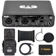 CAD Audio CX2 Connect II 2x2 USB Audio Interface 24-Bit/96kHz Professional Studio Recording Bundle with E100Sx Large Diaphragm Microphone, AS12 Reflection Shield, Pop Filter, and XLR Cable