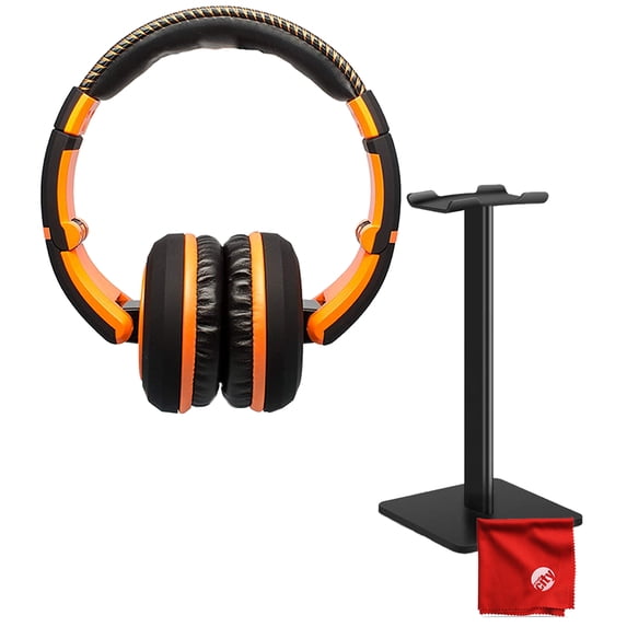 CAD Audio Sessions MH510OR Closed-Back Headphones, Black/Orange Bundle with headphone Stand