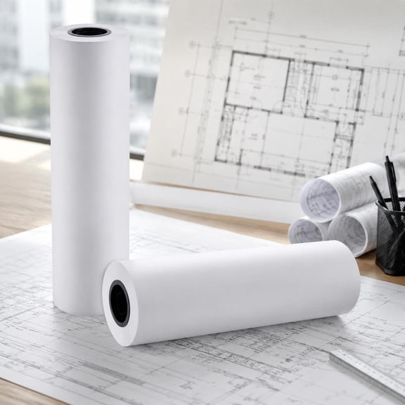 CAD Bond Plotter Paper, 2 Rolls, 24 in x 500 Ft, 3 in Core, 20 Lb, For Engineering Plans and GIS Maps