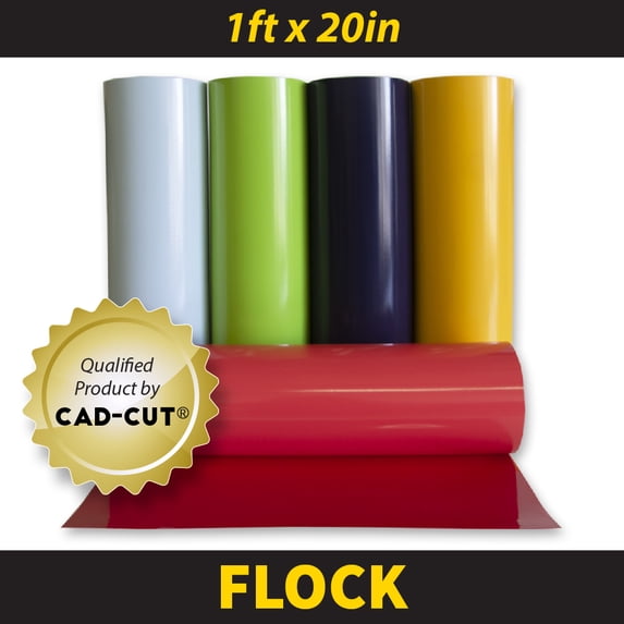 CAD-CUT Flock II Heat Transfer Vinyl 20" x 12" (1ft) - Bright Red