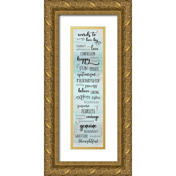 CAD DESIGNS 11x32 Gold Ornate Wood Framed with Double Matting Museum Art Print Titled - Words to Live