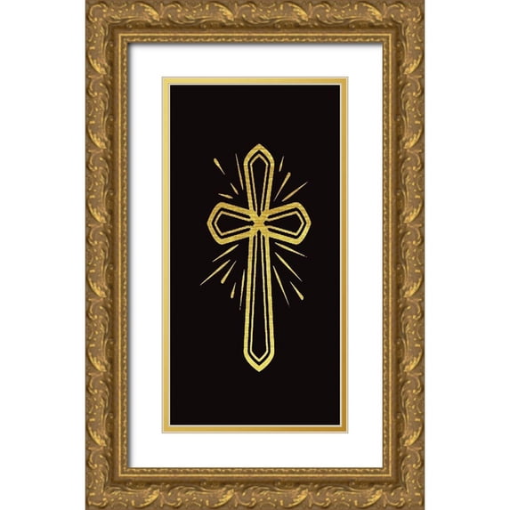CAD Designs 11x18 Gold Ornate Wood Framed with Double Matting Museum Art Print Titled - The Cross