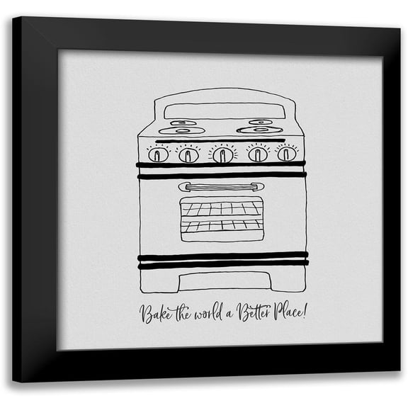 CAD Designs 12x12 Black Modern Framed Museum Art Print Titled - Bake the World a Better Place