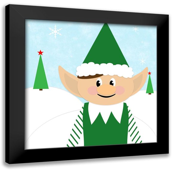 CAD Designs 12x12 Black Modern Framed Museum Art Print Titled - Christmas Elf