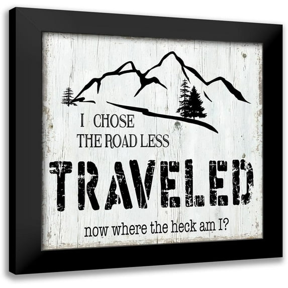 CAD Designs 12x12 Black Modern Framed Museum Art Print Titled - Road Less Traveled