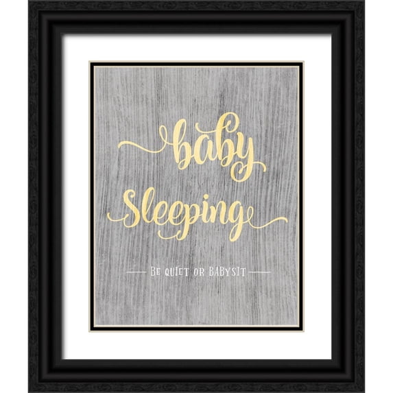 CAD Designs 12x14 Black Ornate Wood Framed with Double Matting Museum Art Print Titled - Baby Sleeping