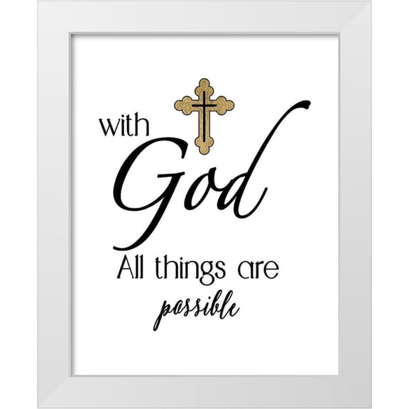 CAD Designs 12x14 White Modern Wood Framed Museum Art Print Titled - All Things Possible Gold