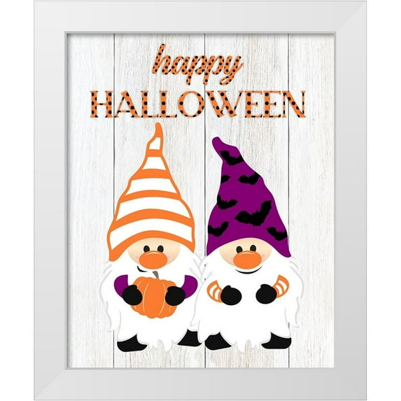 CAD Designs 12x14 White Modern Wood Framed Museum Art Print Titled - Halloween Gnomes