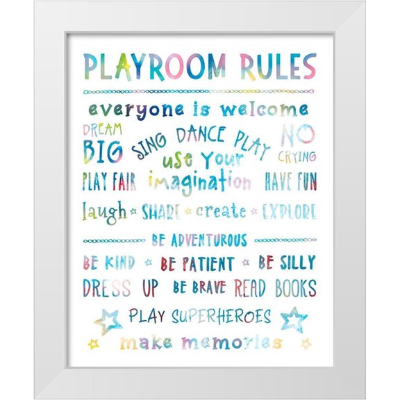 CAD Designs 12x14 White Modern Wood Framed Museum Art Print Titled - Playroom Rules
