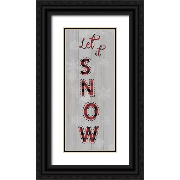 CAD Designs 12x24 Black Ornate Wood Framed with Double Matting Museum Art Print Titled - Let it Snow