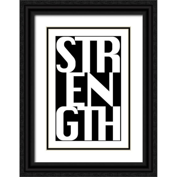 CAD Designs 13x18 Black Ornate Wood Framed with Double Matting Museum Art Print Titled - Strength