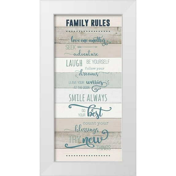 CAD Designs 13x24 White Modern Wood Framed Museum Art Print Titled - Family Rules