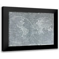 thumbnail image 1 of CAD Designs 14x12 Black Modern Framed Museum Art Print Titled - Galvanized World Map, 1 of 5