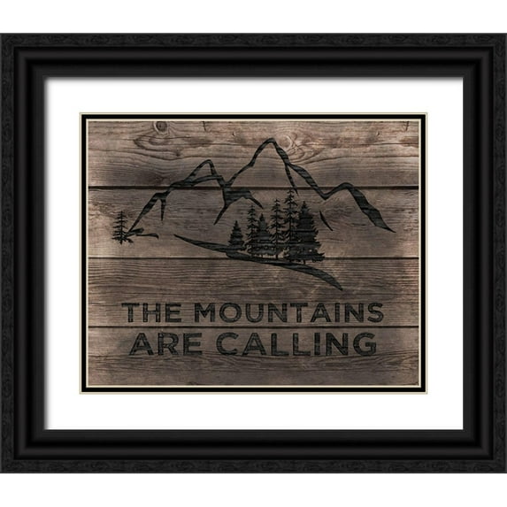 CAD Designs 14x12 Black Ornate Wood Framed with Double Matting Museum Art Print Titled - Mountains are Calling