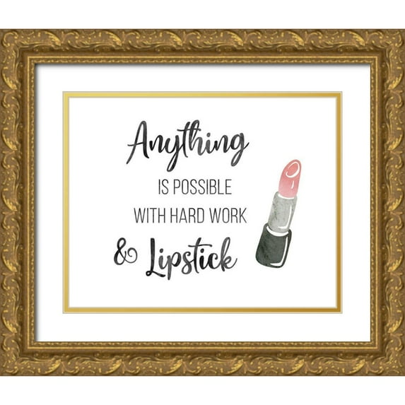 CAD Designs 14x12 Gold Ornate Wood Framed with Double Matting Museum Art Print Titled - Hard Work and Lipstick