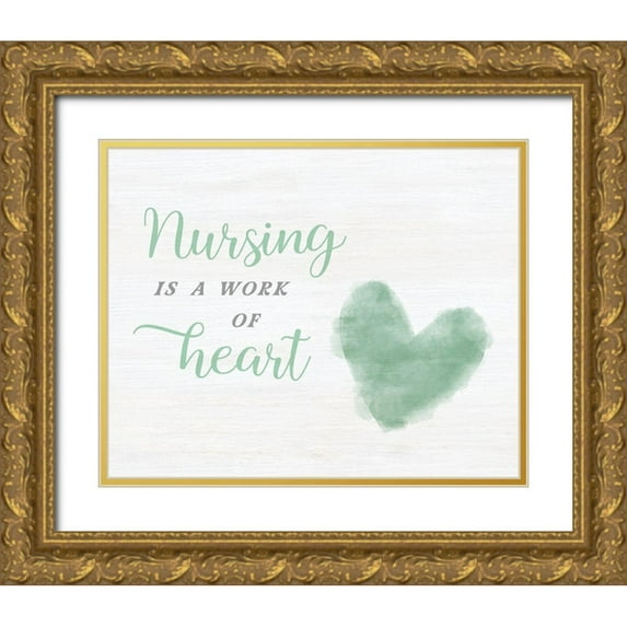 CAD Designs 14x12 Gold Ornate Wood Framed with Double Matting Museum Art Print Titled - Work of Heart