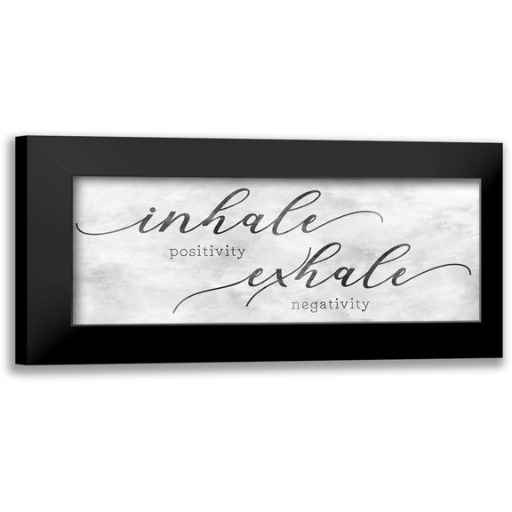 CAD Designs 14x8 Black Modern Framed Museum Art Print Titled - Inhale Positivity