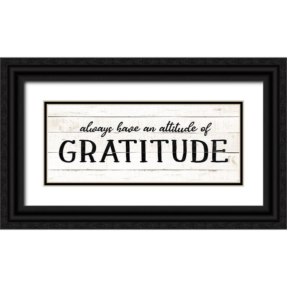 CAD Designs 14x8 Black Ornate Wood Framed with Double Matting Museum Art Print Titled - Attitude Gratitude