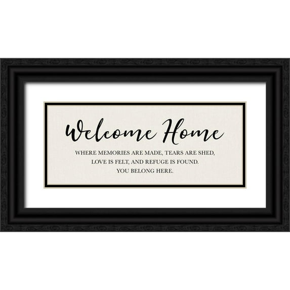 CAD Designs 14x8 Black Ornate Wood Framed with Double Matting Museum Art Print Titled - Designs - Welcome Home