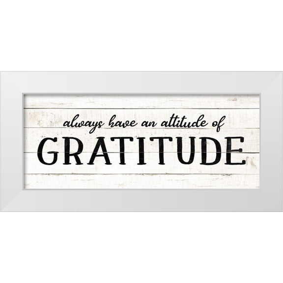 CAD Designs 14x8 White Modern Wood Framed Museum Art Print Titled - Attitude Gratitude