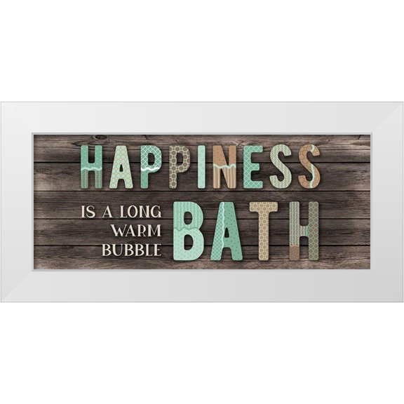 CAD Designs 14x8 White Modern Wood Framed Museum Art Print Titled - Happiness Bath