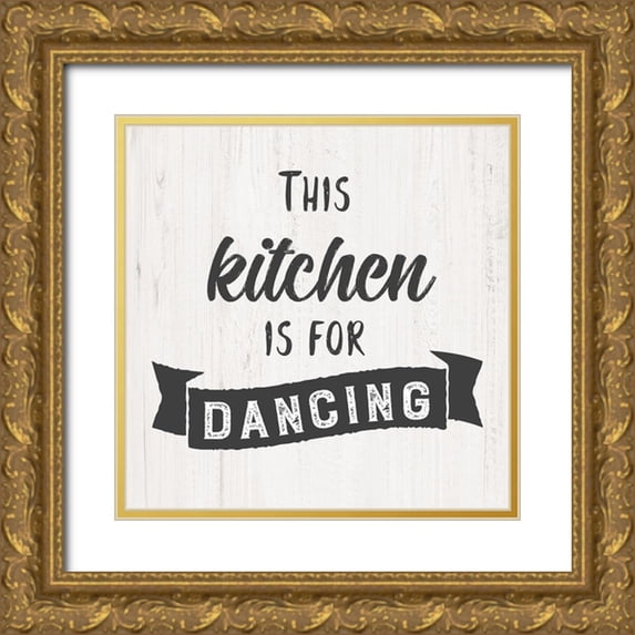 CAD Designs 15x15 Gold Ornate Wood Framed with Double Matting Museum Art Print Titled - Dancing Kitchen