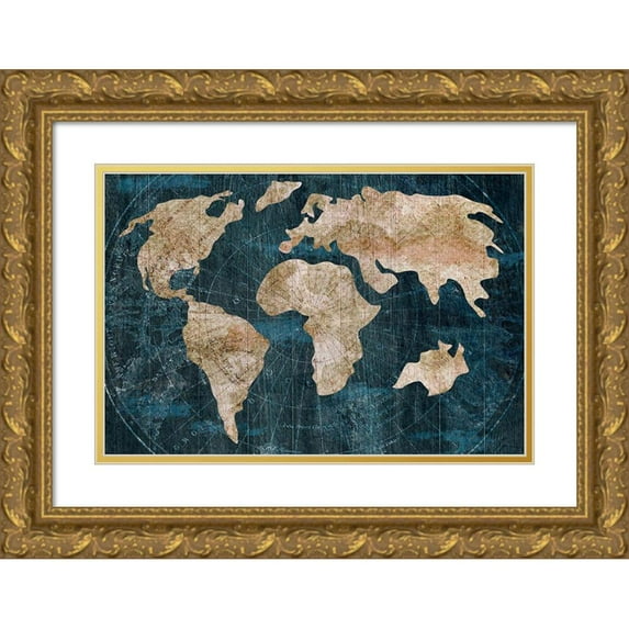 CAD Designs 18x13 Gold Ornate Wood Framed with Double Matting Museum Art Print Titled - Industrial Map