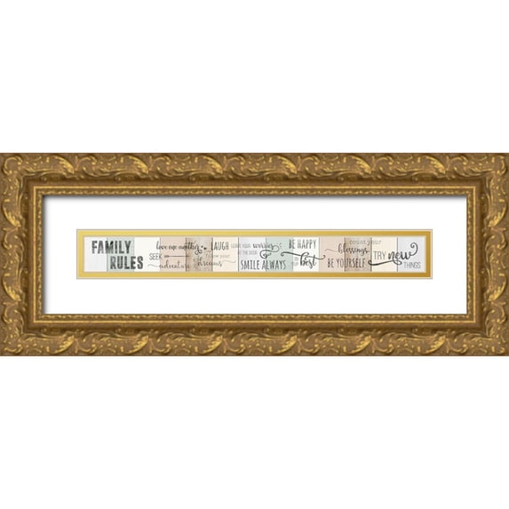 CAD Designs 18x5 Gold Ornate Wood Framed with Double Matting Museum Art Print Titled - Family Rules