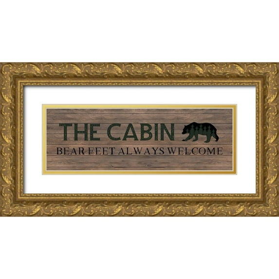 CAD Designs 18x9 Gold Ornate Wood Framed with Double Matting Museum Art Print Titled - Bear Feet
