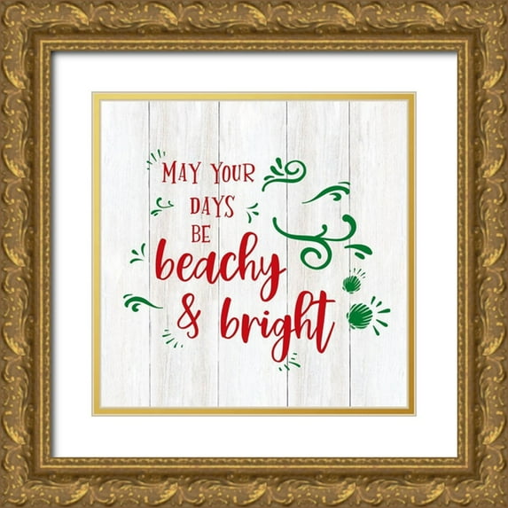 CAD Designs 20x20 Gold Ornate Wood Framed with Double Matting Museum Art Print Titled - Beachy and Bright