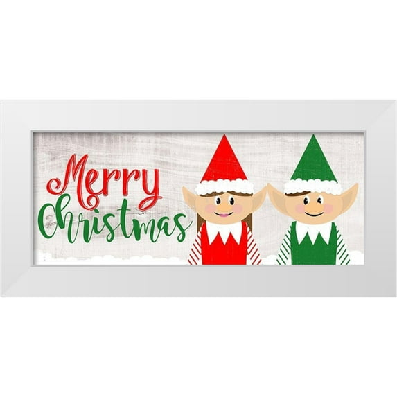 CAD Designs 24x12 White Modern Wood Framed Museum Art Print Titled - Christmas Elf Couple