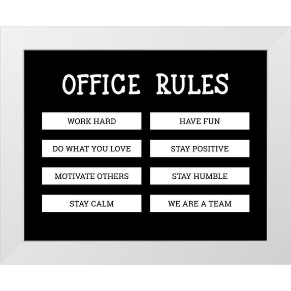 CAD Designs 24x20 White Modern Wood Framed Museum Art Print Titled - Office Rules