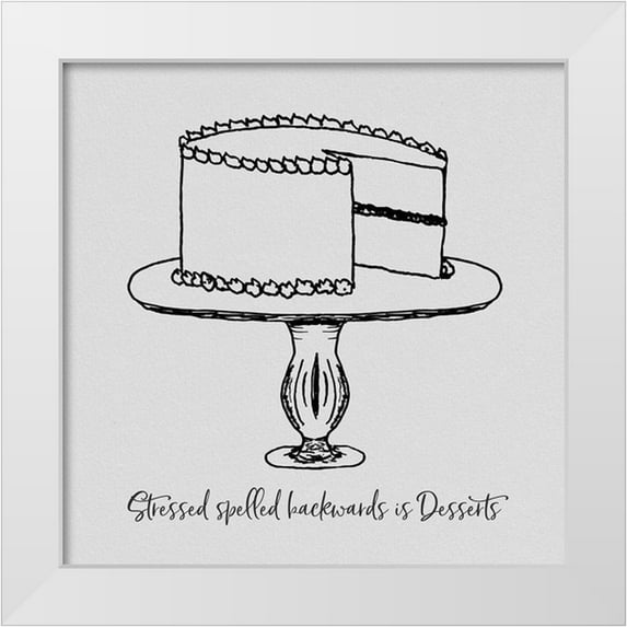CAD Designs 26x26 White Modern Wood Framed Museum Art Print Titled - Stressed Spelled Backwards