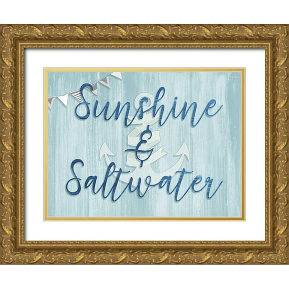 CAD Designs 32x25 Gold Ornate Wood Framed with Double Matting Museum Art Print Titled - Sunshine and Saltwater