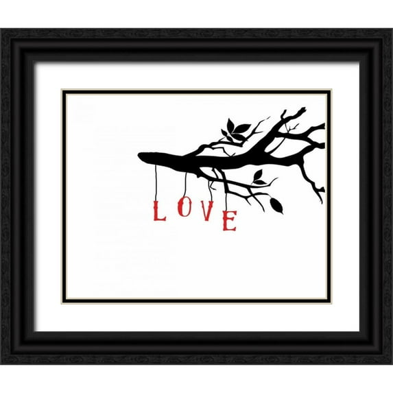 CAD Designs 32x26 Black Ornate Wood Framed with Double Matting Museum Art Print Titled - Love Birds I